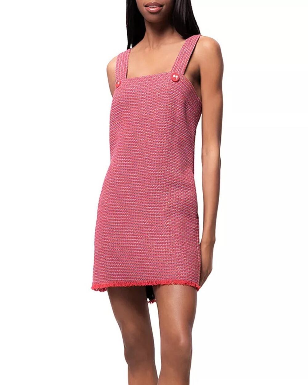 PINKO Agliana Tweed Dress Womens US 8 IT 44 Red Mini Sleeveless